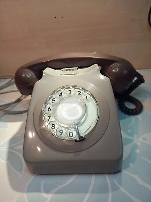 Vintage BT746 Series Rotary Dial Telephone. 1970sWorks On Pulse Tone GREY/BROWN • £25