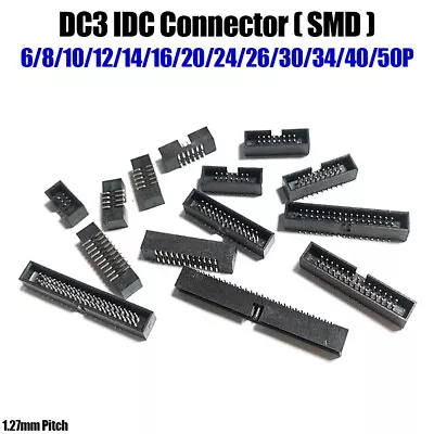 DC3 1.27mm Pitch Chip Socket 6/8/10/12/14-50 Pin Flat Ribbon Cable SMD Connector • $1.65