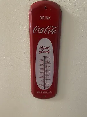 Coca-Cola Metal Thermometer ~ Vintage Style Advertising Soda Sign ~ Cigar 17.5-5 • $45