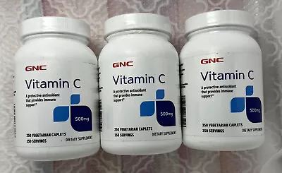 3 Bottles GNC Vitamin C-500 Mg Antioxidants Immune Support 250 VegCaps Exp 11/24 • $30.24