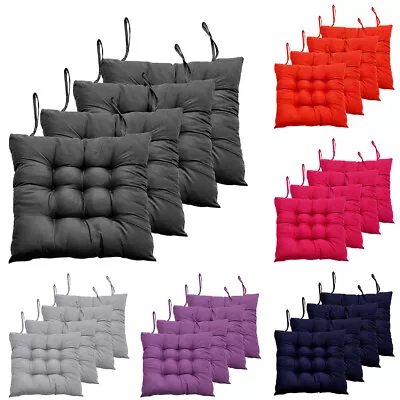 4X Chair Seat Pads Cushions Tie On Dining Chair Cushion For Garden Outdoor Patio • £9.45