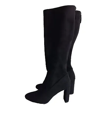 Women's Nine West Black Knee High Heeled Boots W/zip Up The Back • $19