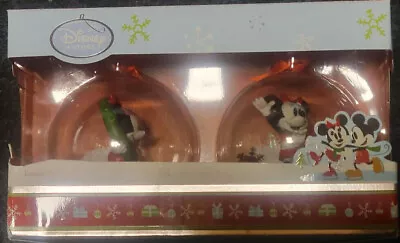 Disney Store 2011 Mickey & Minnie Mouse Dated Christmas Ornament Set  Glass Ball • $18.76