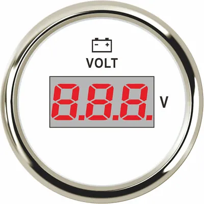 52MM White Digital Volts Gauge 8-32V For Car Marine Truck UTV Motorcycle Red Led • $22.75