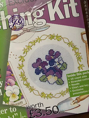 Pansy & Viola Card Kit For Gardener Jane Greenoff Vintage Cross Stitch Card Kit • £2.99