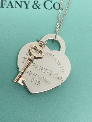 TIFFANY&Co. Return To Heart Tag Necklace Key Silver 925/006661 • $463.67