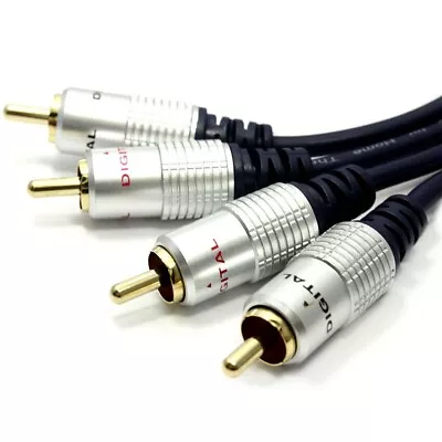 8m Premium 2RCA To 2 RCA Subwoofer Stereo Audio Cable Male To Male Gold Plated N • $28.99