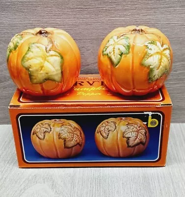 Vintage Brinn’s Thanksgiving Halloween 1994 Pumpkin Salt And Pepper Shakers • $19.99