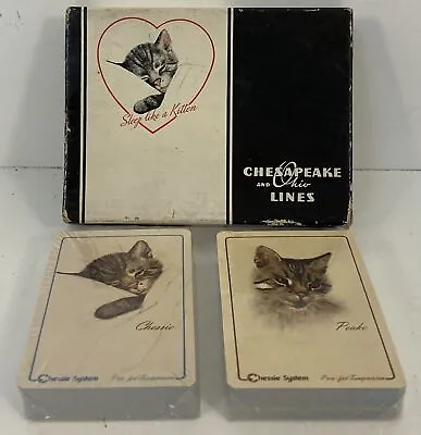 Chesapeake And Ohio Lines Peake-Chessies Playing Cards W Box Sealed Decks Cats • $68.39