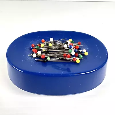 Vintage 1980s Pin Pal Magnetic Sewing Pin Needle Holder Blue With Pins • $9.74