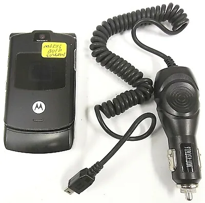 Motorola RAZR V3 - Black And Silver ( Unlocked ) Flip Phone - Bundled / READ • $28.04