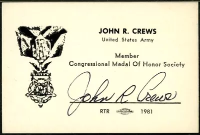 John R. Crews Signed Medal Of Honor • $25