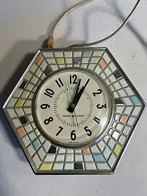 Vintage Mid-century General Electric Mosaic Wall Clock.  Works.  • $29.99