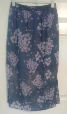 *BNWT* Marks And Spencer Indigo Purple Floral Maxi Skirt Size 12 Short S • £10.99