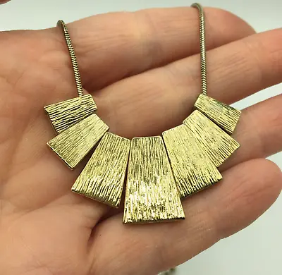 £11.50 • Buy Retro Statement Wedge Necklace, 1980s Style Grecian Gold Tone Necklace Studio 54