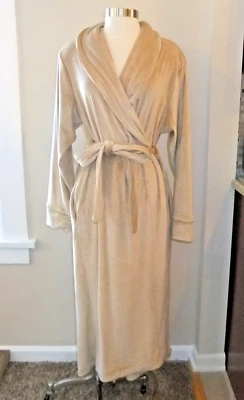 £85.56 • Buy Skims Velour Longline Belted Wrap Robe Size Large Beige