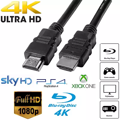 Premium 4k Hdmi Cable 1.5m High Speed Gold Plated Lead 2160p 3d Hdtv Ultra Uhd • £5.99