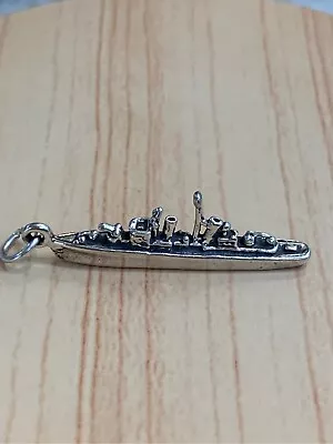 .925 Battleship Destroyer Sterling Silver Jewelry Charm  • $39