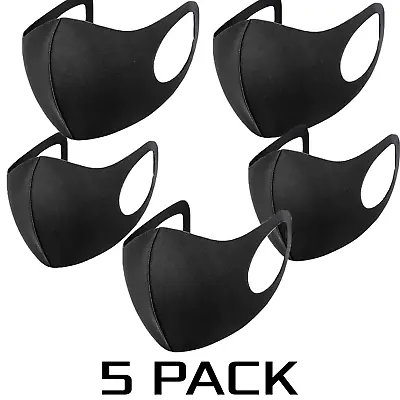 5 Pack Junior Adult Teenager Black Face Masks Washable Reusable Unisex Masks UK • £3.89