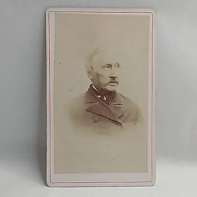 Victorian Photo Early CDV Old Smart Gentleman Neck Tie & Pin Mustache Sideburns • $7.52