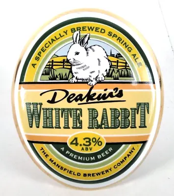 £14.99 • Buy Deakins White Rabbit Beer Ceramic Pump Badge Pump Clip Pub Bar Mansfield Brewery