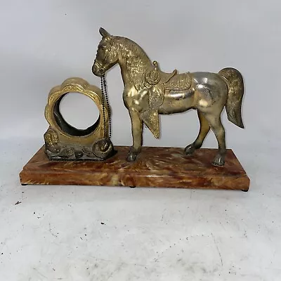 Vintage Brass Horse Cowboy Mantle Clock • $24.86