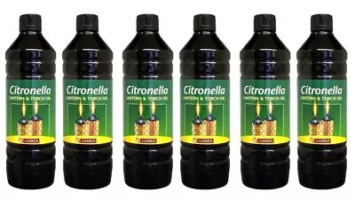 6 X Barrettine Citronella Garden Lantern Lamp & Torch Oil Outdoors Use - 1L • £31.24