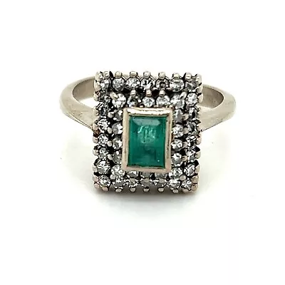 Emerald Solitare 1/2ct Diamond Ring REAL SOLID 18k White GOLD 5.7g Size 8 • $2250