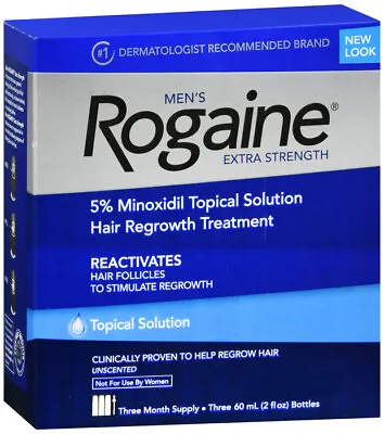 Men's ROGAINE 5% Minoxidil Solution Extra Strength 3 Month Supply 60ml EXP 12/25 • $25.95