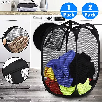 Extra Large Laundry Bag Basket Mesh Hamper Foldable Wash Clothes Storage Bin Hot • $10.98