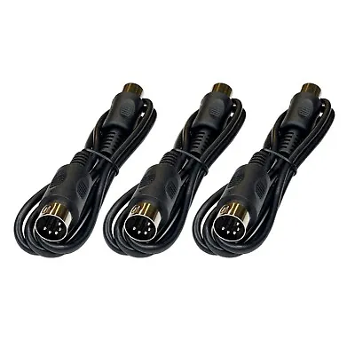 (3) MIDI Cables 3 Ft Male To Male 5 Pin DIN Plugs 3 Pack Lot • $17
