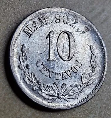 1897-Mo M Mexico 10 Centavos Silver Uncirculated MS BU Detail Small Scratch • $39.99