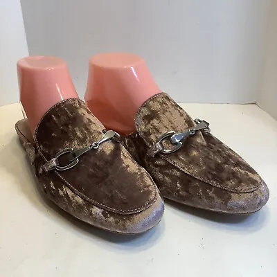 Merona Pink Rose Velvet Mules Slides Wmns Size 8.5M Silver Horse Bit Buckle New • $19.99