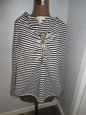 Womens Sz.med.michael Kors Striped Pullover Topzipper With Ruchinggood U Cond' • $8.99
