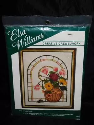 Elsa Williams Stained Glass Floral Crewel Embroidery Kit NEW Vintage Flower Vase • $24.99