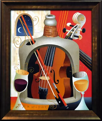Anton Arkhipov  Sontata  Violin Original Oil On Canvas Custom Frame H.Signed • $3950