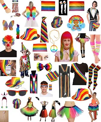 Lot Men Women Rainbow Fancy Dress Hats Skirts Parade Party Leg Warmer Tie  • £4.99