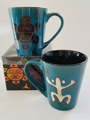 Puerto Rico Coqui Sun Taino Glazed Ceramic Coffee Mugs Cups 14oz Fine Souvenirs  • $9.95