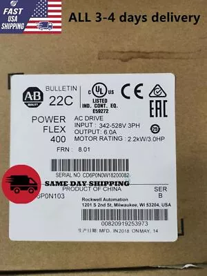 NEW AB 22C-D6P0N103 POWERFLEX 400 2.2kW 3HP AC Drive 3 Phase 22C-D6P0N103 • $570