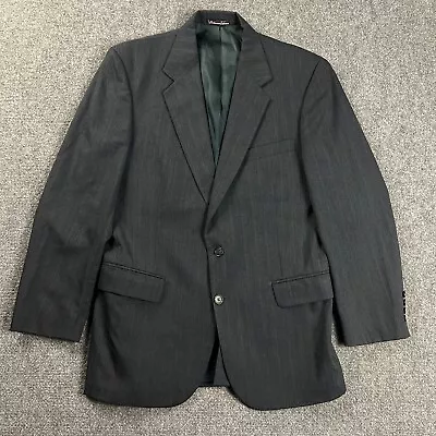 Stafford Blazer Mens 40R Gray Striped Suit Jacket Coat 100% Worsted Wool Vintage • $19.97