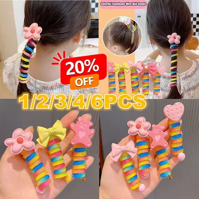£3.46 • Buy 1-6Pcs Girls Kid Telephone Wire Line Ponytail Holder Bands Elastic Hair Band DIY
