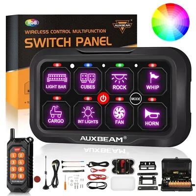 AUXBEAM RGB 8 Gang Switch Panel Remote Control Toggle Momentary Pulsed 12V/24V • $212.98