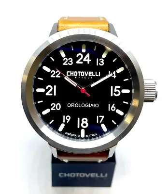 Chotovelli Big Pilot 50mm Mecha-Quartz Men's Watch Tan Leather Strap- 747.2 • $258.96