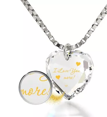 NanoStyle I Love You More Necklace Inscribed In Pure Gold On A Tiny Heart Sha... • $170.17