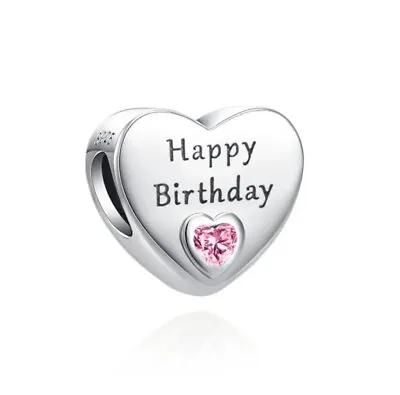 S925 Sterling Silver Charm Happy Birthday Heart 💫 • £10.99