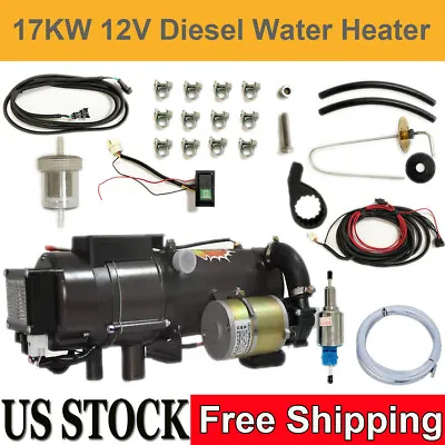 17kW 12V Diesel Water Heater Kit For RV TRUCK Auto Conduction Coolant Heating • $319.20