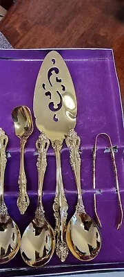 VINTAGE WILTSHIRE GOLD PLATED CAKE Etc SERVING SET. 9PCE  VGC • $65