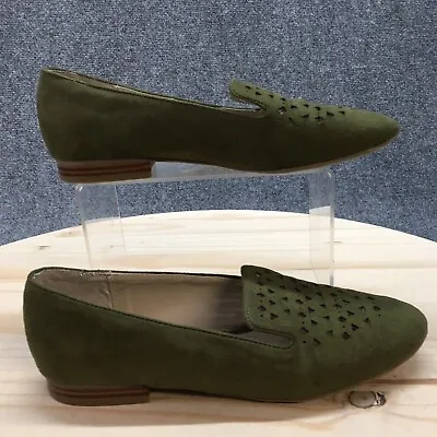 Mia Shoes Womens 7 M Pauline Laser Cut Ballet Flats Comfort Green Suede Slip On • $27.54