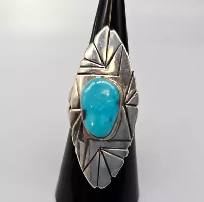 Vintage Navajo Kingman Turquoise Ring Sterling Silver Size 7  • $59