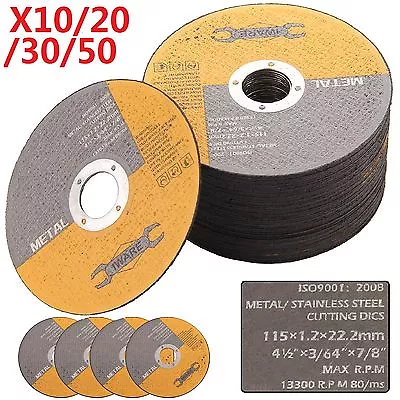 10 20 30 50x 115mm 4.5  Metal Cutting Blade Disc Stainless Steel Angle Grinder • £6.59